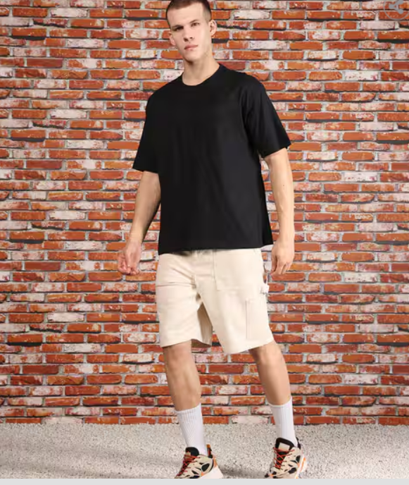 Drop Shoulder Graphic Back Print Crew Tshirt