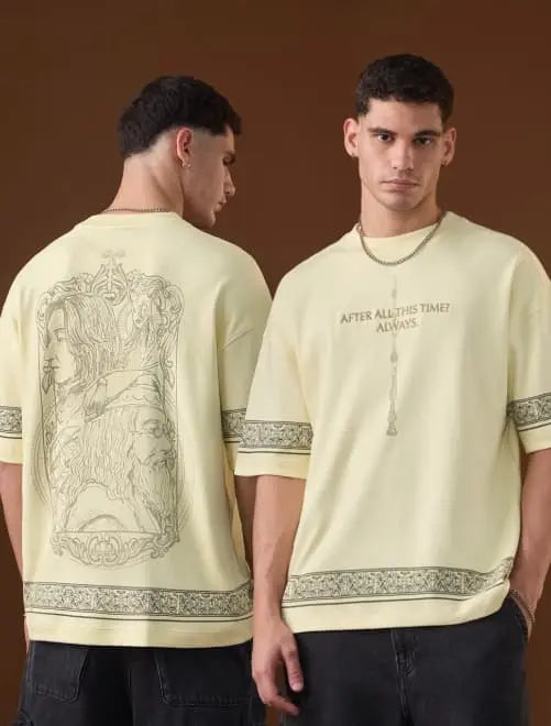 UrbanDripWear oversized t shirts for men 
Beige Graphic Oversized T-Shirt for Men urban buy