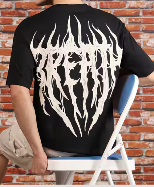 Drop Shoulder Graphic Back Print Crew Tshirt
